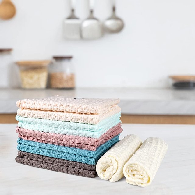 New Design Natural Kitchen 100% Organic Cotton Absorbs Water Handkerchiefs GOTS certificate Fast Drying Non-stick Dish Towel set