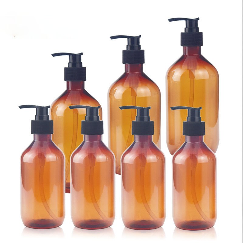 Luxury Empty Amber PET Shampoo Bottle 500ml And Lotion Bottle 300ml Packaging Plastic Bottle For Shampoo