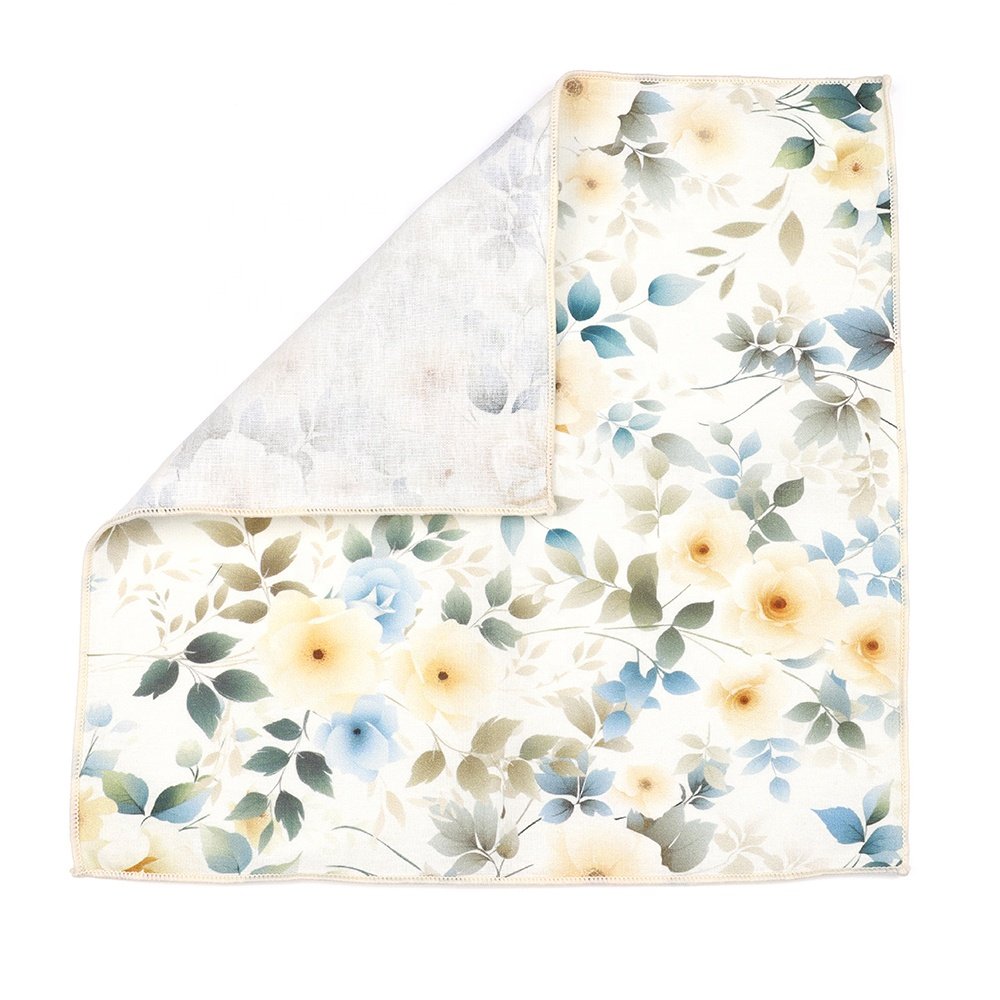 New Floral Handkerchief 23cm 100% Cotton Purple Blue Women Men Wedding Party Daily Suit Tuxedo Pocket Square Gift Accessory