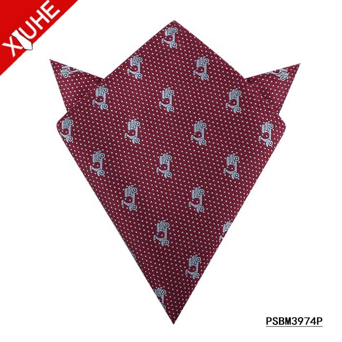 Custom Mens Hand Woven Colorful Handkerchief 100% Polyester Fabric Pocket Square Hanky for Men