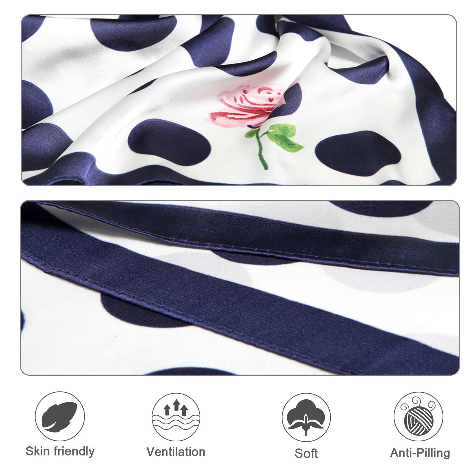 2022 Wholesale Women Luxury Elegant Brand Scarf Wrap Handkerchief Bandanas Soft Satin Silk Square Scarf For Women