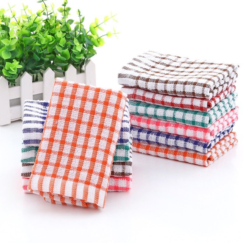 Cleaning Dish Cloth Tea Plaid Cotton Towel Absorbent Handkerchief Lattice Kitchen Towel