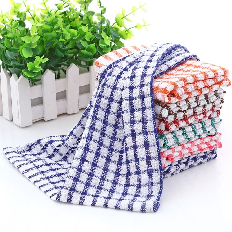 Cleaning Dish Cloth Tea Plaid Cotton Towel Absorbent Handkerchief Lattice Kitchen Towel