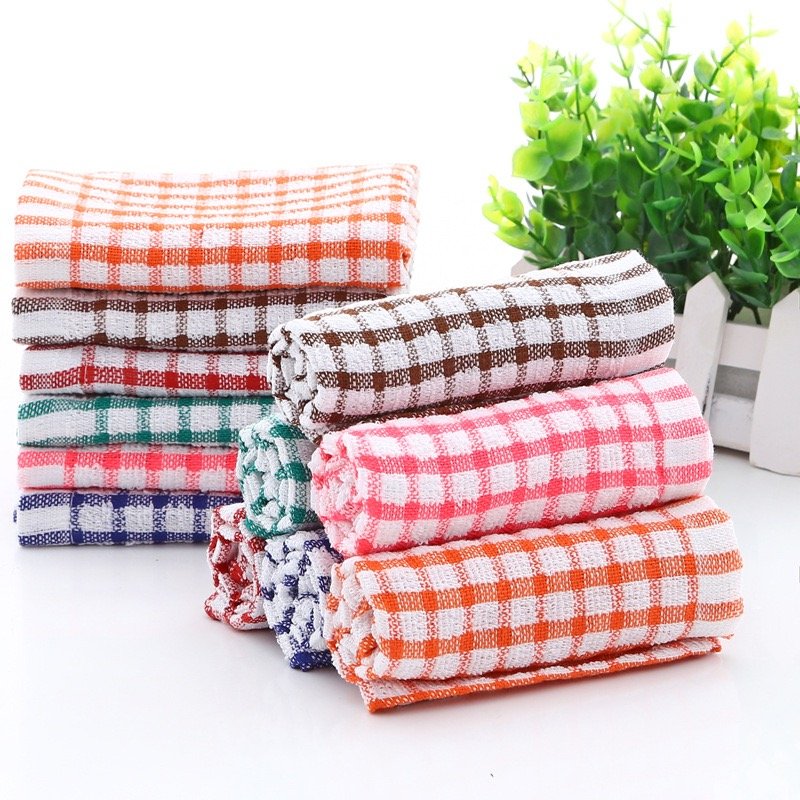 Cleaning Dish Cloth Tea Plaid Cotton Towel Absorbent Handkerchief Lattice Kitchen Towel
