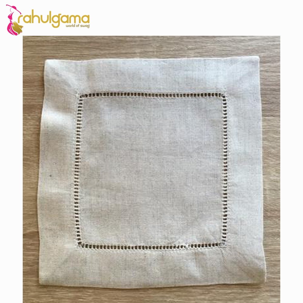100% French Linen Napkins White with Embroidery Big Sale for Hotels/Parties/Weddings Restaurant Flax Linen Napkins Kitchen Use