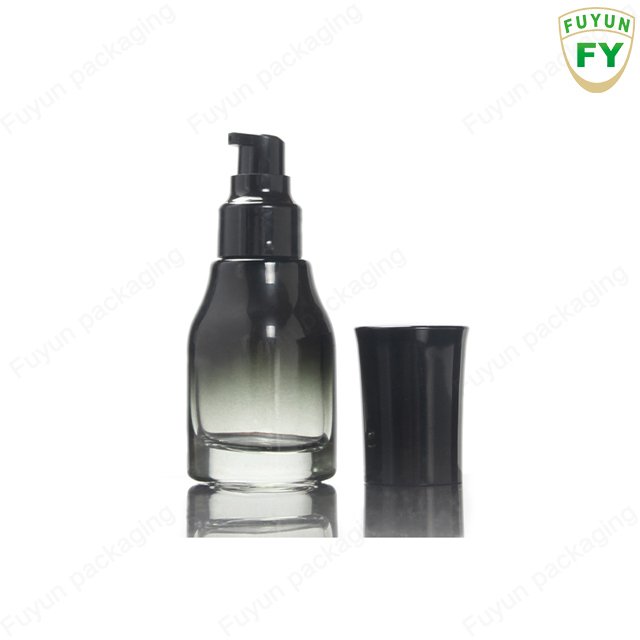 Fuyun 40ml 100ml 120ml Black Square Cream Jar Glass Pump Bottles Glass Empty Cosmetics Body Lotion Container Bottles with Pump