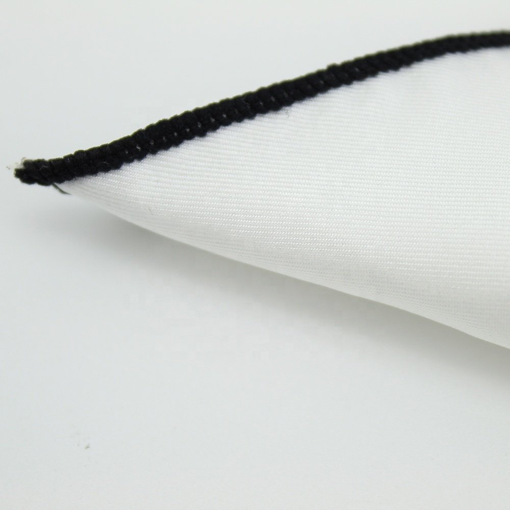 Premium Men Fashion Wedding Handkerchief 100% Silk Serged Contrast Black Edge Wholesale Custom Print Pocket Square White For Men