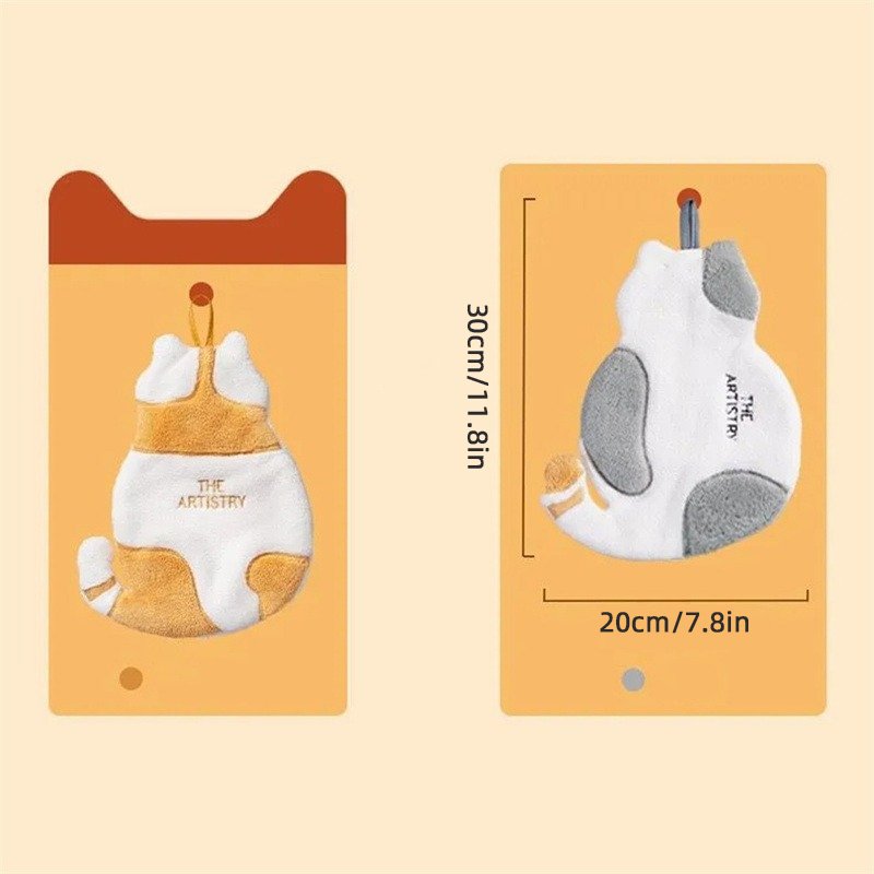 New cute cartoon hanging microfiber hand towel Kitchen bathroom use children's thickened coral velvet handkerchief