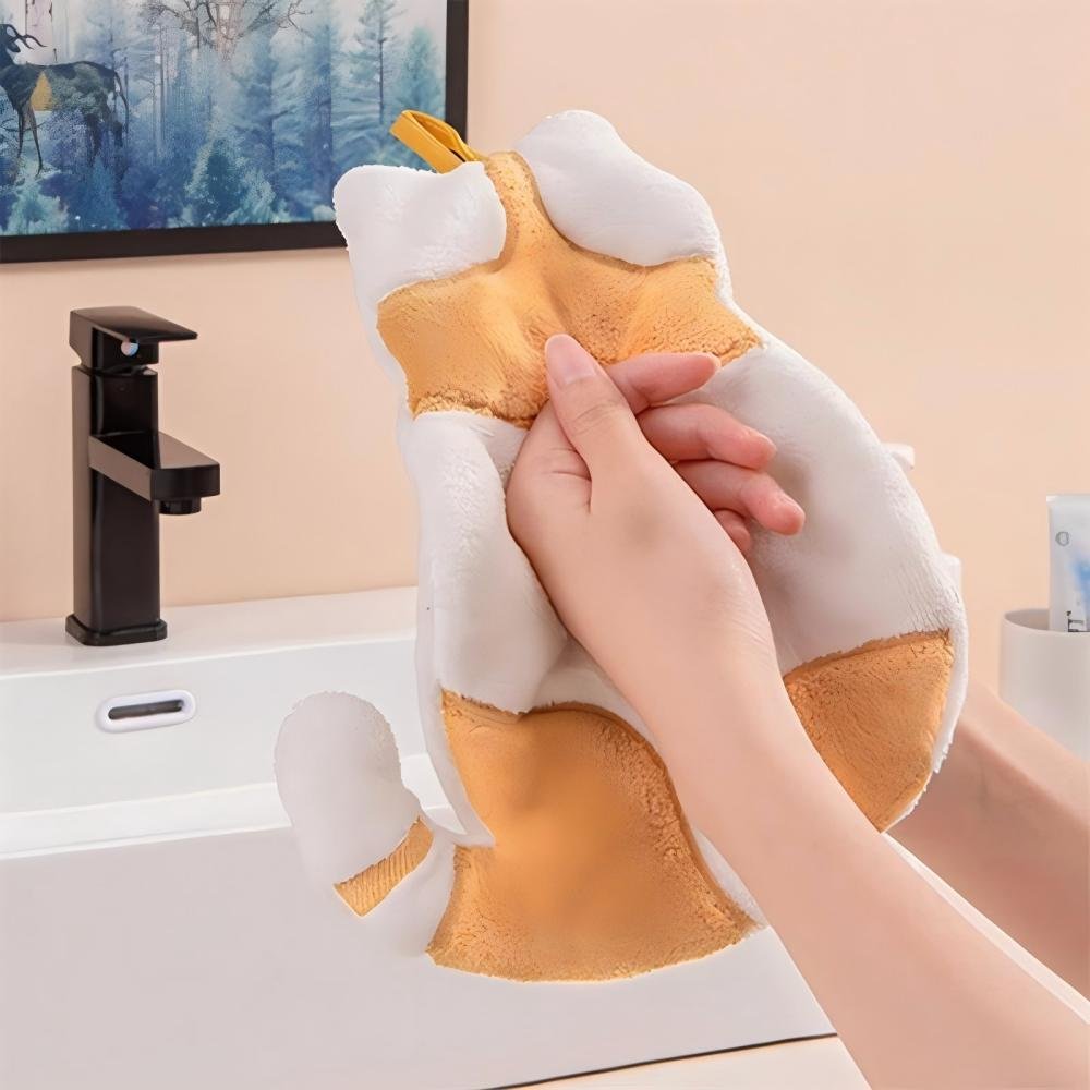 New cute cartoon hanging microfiber hand towel Kitchen bathroom use children's thickened coral velvet handkerchief