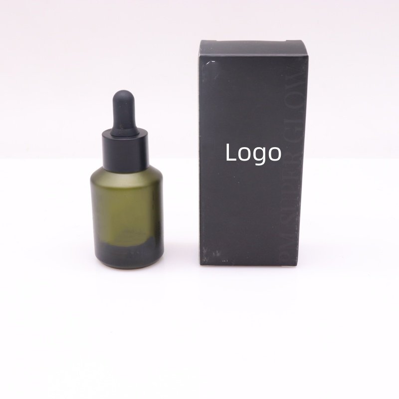 Matte white green 30ml oblique shoulder glass dropper bottle Essence bottle Custom logo cosmetics packaging bottle