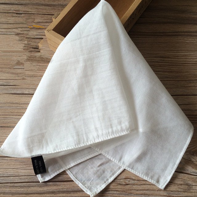Manufacturer Cheap Price Cotton and Silk White Handkerchief Super Soft Cotton Handkerchief For Men