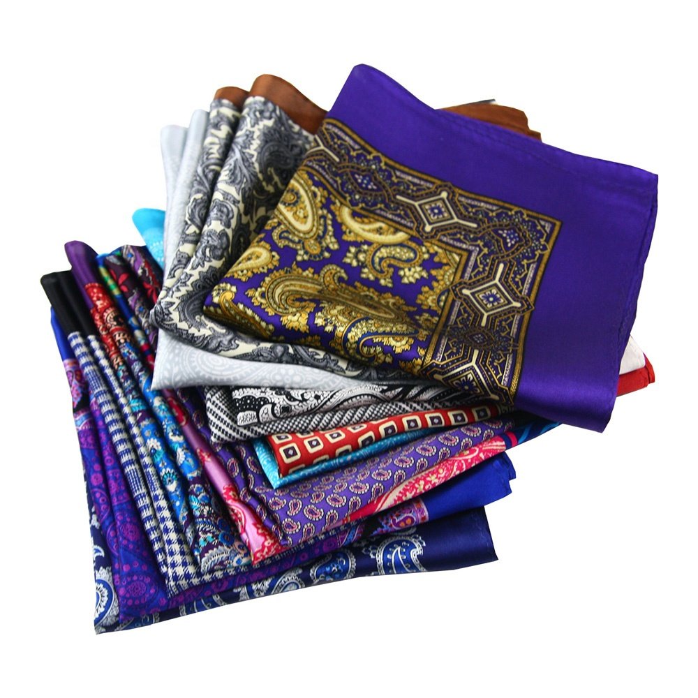 High End Designer Bulk Mens Custom Pure Silk Colorful Floral Pocket Squares Luxury Vintage Fancy Handkerchiefs for Men Sale