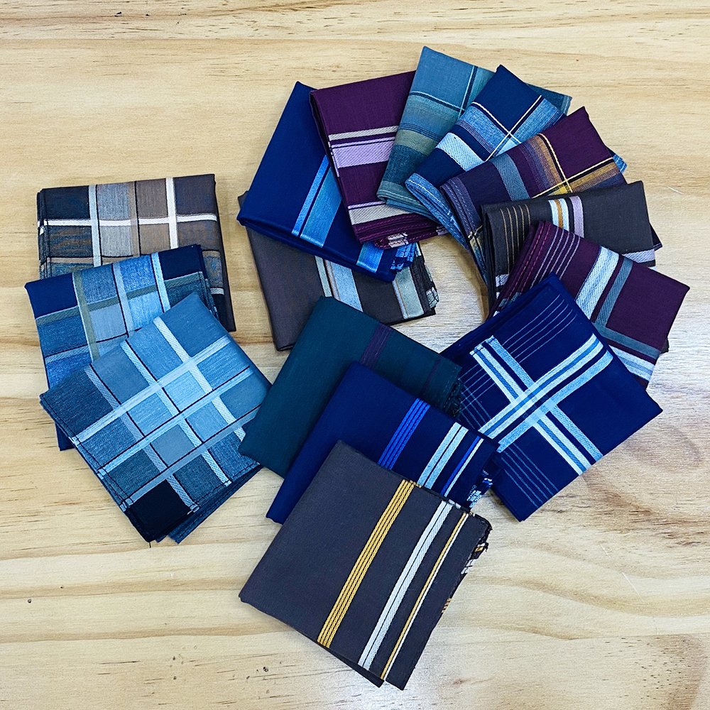 FUBU 38*38cm Cotton Men's Pocket Square Yarn dye 100% Pure Cotton handkerchief Business Classic Hankys