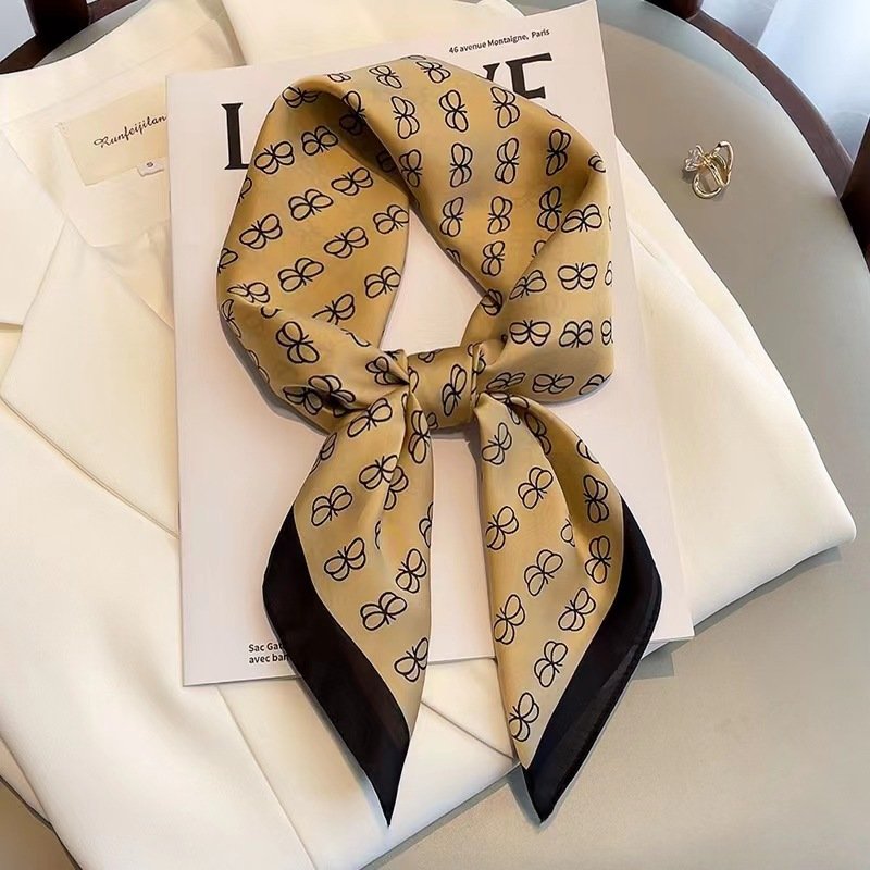 2023 Ladies Custom 70*70cm Head Band Square Silk Scarves Printing Luxury Designer Handkerchief For Women