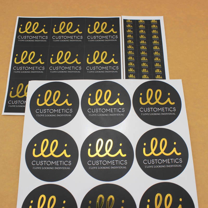personalised stickers logo custom printed waterproof packaging holographic hot stamping foil stickers