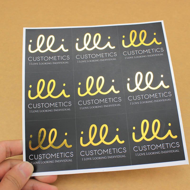 personalised stickers logo custom printed waterproof packaging holographic hot stamping foil stickers