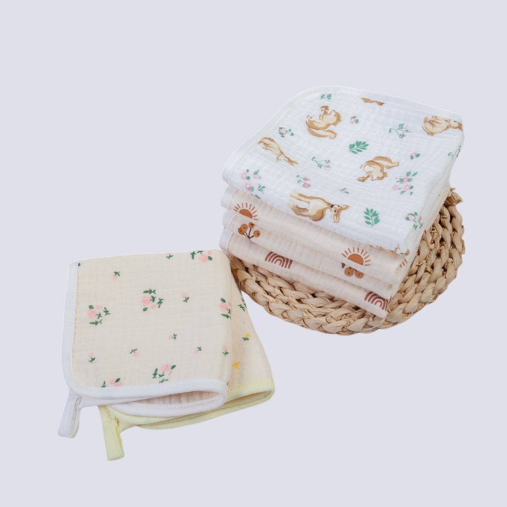 4 layers newborn face wash towel quick-dry cotton printed baby burp cloths baby blanket handkerchief towels baby washcloths