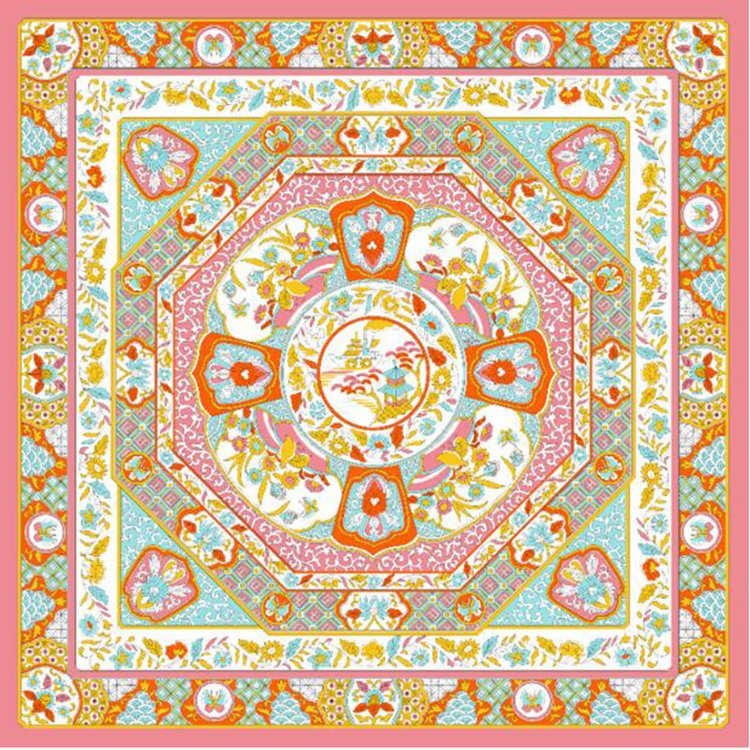 Hot Sale Women Luxury Elegant Brand Scarf 12mm Wrap Wholesale Print 55*55cm Satin Handkerchief Ladies Silk Feeling Square Scarf