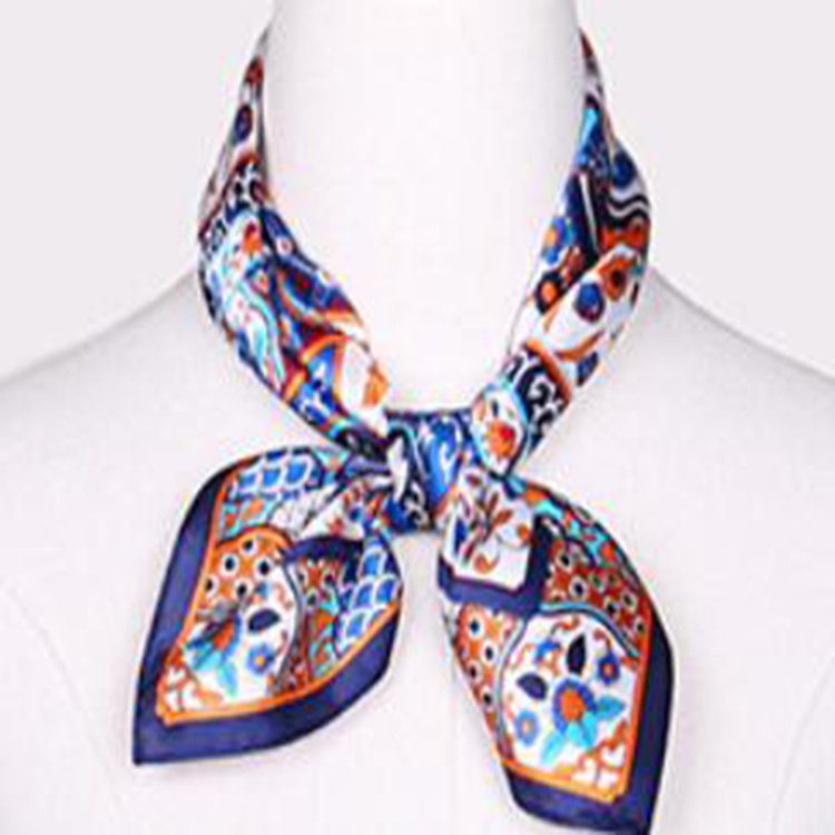 Hot Sale Women Luxury Elegant Brand Scarf 12mm Wrap Wholesale Print 55*55cm Satin Handkerchief Ladies Silk Feeling Square Scarf