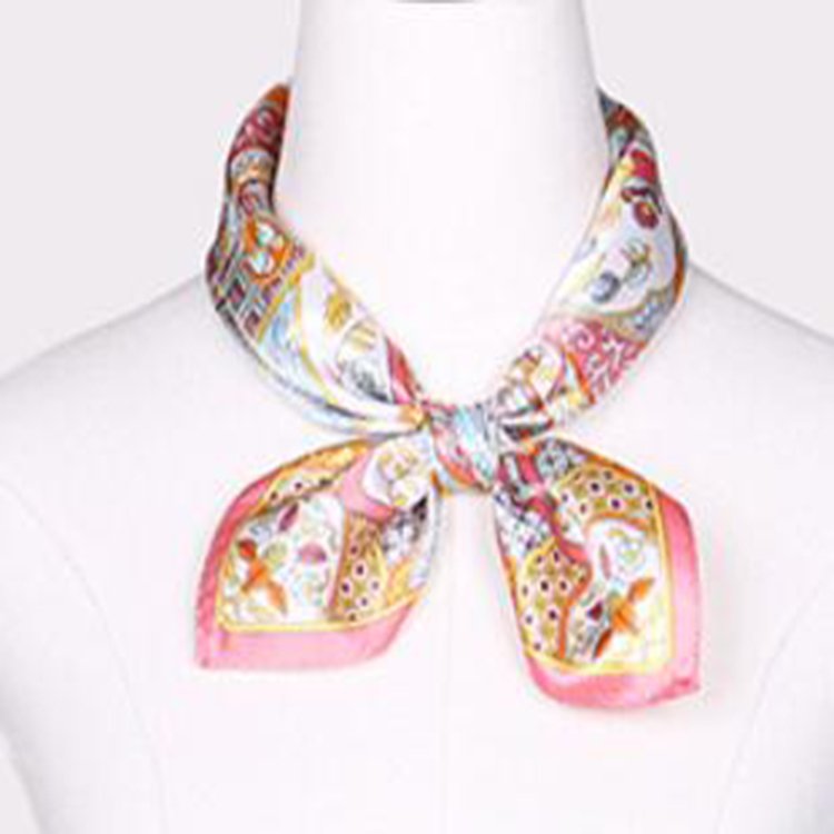 Hot Sale Women Luxury Elegant Brand Scarf 12mm Wrap Wholesale Print 55*55cm Satin Handkerchief Ladies Silk Feeling Square Scarf