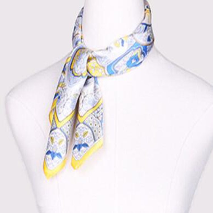 Hot Sale Women Luxury Elegant Brand Scarf 12mm Wrap Wholesale Print 55*55cm Satin Handkerchief Ladies Silk Feeling Square Scarf