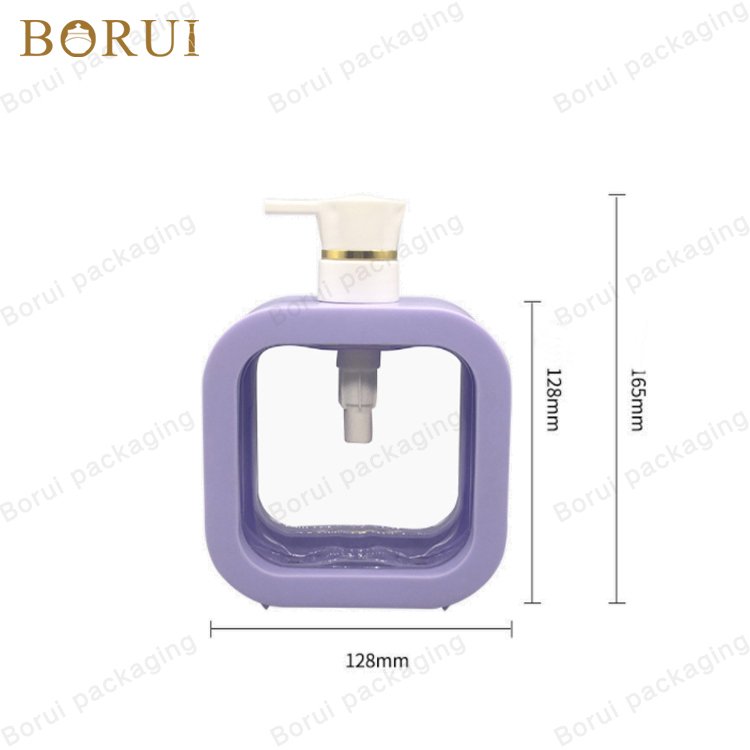 Borui Customized Label Color Cosmetic 300ml 500ml Plastic Square Liquid packaging PET shampoo and conditioner Pump Bottle