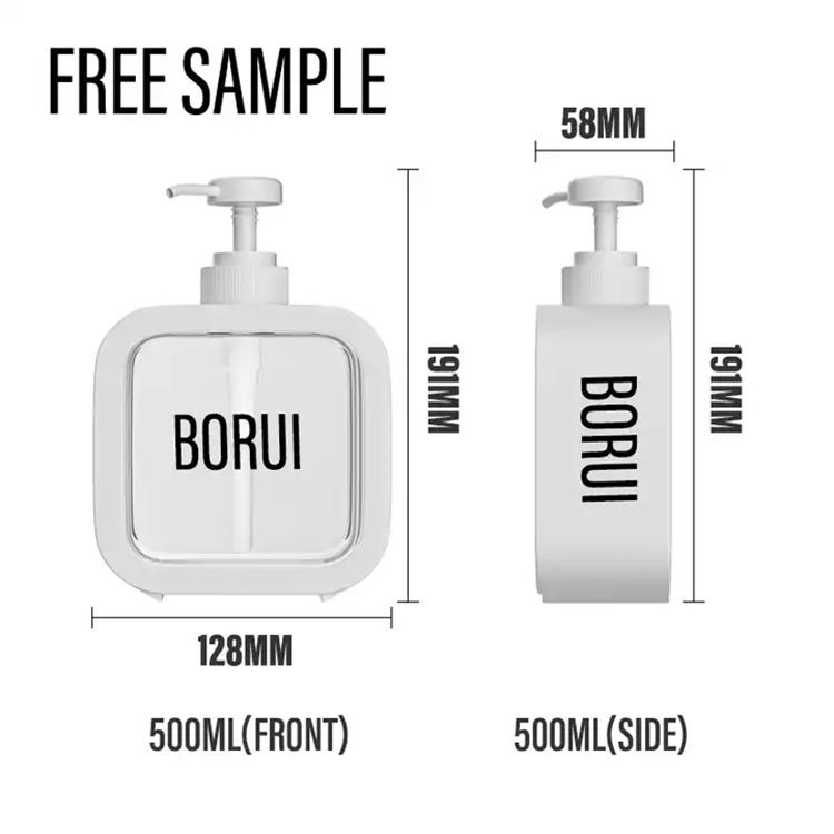 Borui Customized Label Color Cosmetic 300ml 500ml Plastic Square Liquid packaging PET shampoo and conditioner Pump Bottle