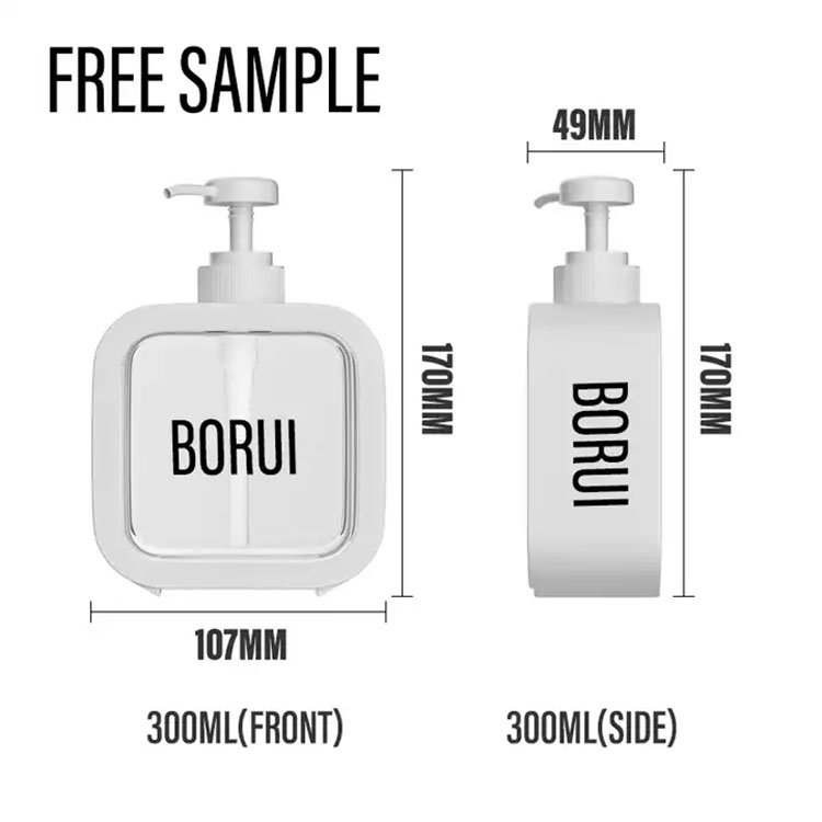 Borui Customized Label Color Cosmetic 300ml 500ml Plastic Square Liquid packaging PET shampoo and conditioner Pump Bottle