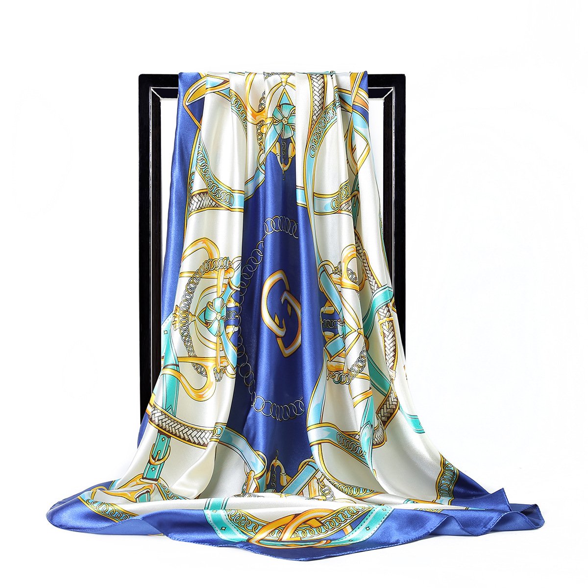 Silk Scarf Women Print hair neck Square Scarves Office Ladies Handkerchief muffler foulard Shawl Bandanna 90*90cm Muslim Hijab