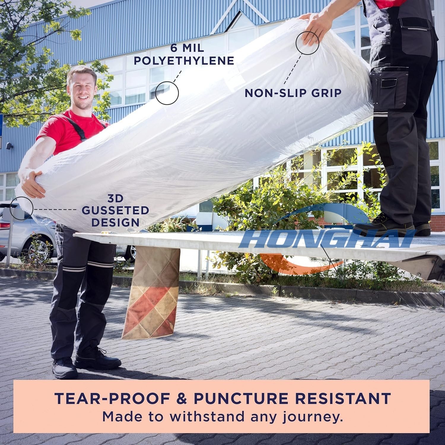 Mattress Bags for Moving or Storage 6 Mil Reusable Plastic Cover,Non-Slip Grip Extra Thick Queen Size Bag , Moving Supplies