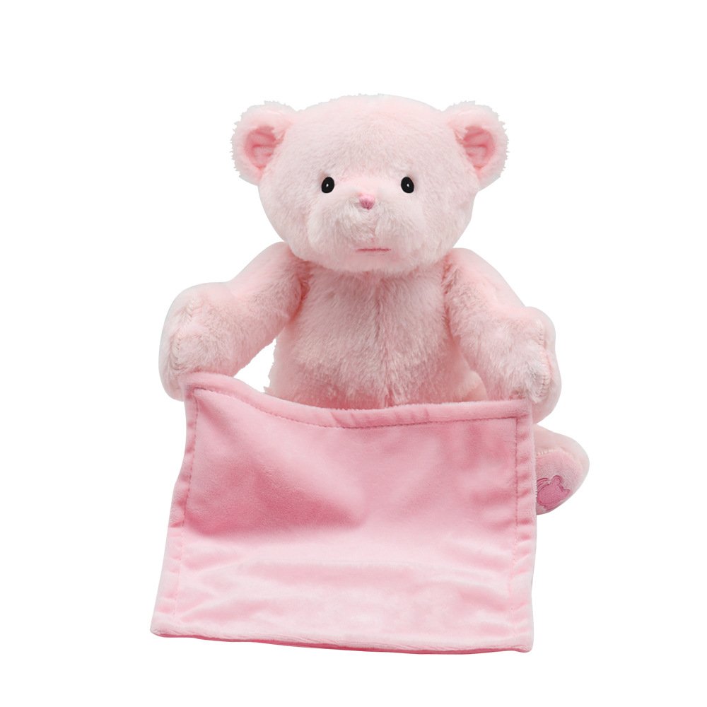 Allogogo Peekaboo Bears Hot Sale Kawaii Electric Hide and Seek Talking Music Stuffed Teddy Bear Plush for Baby