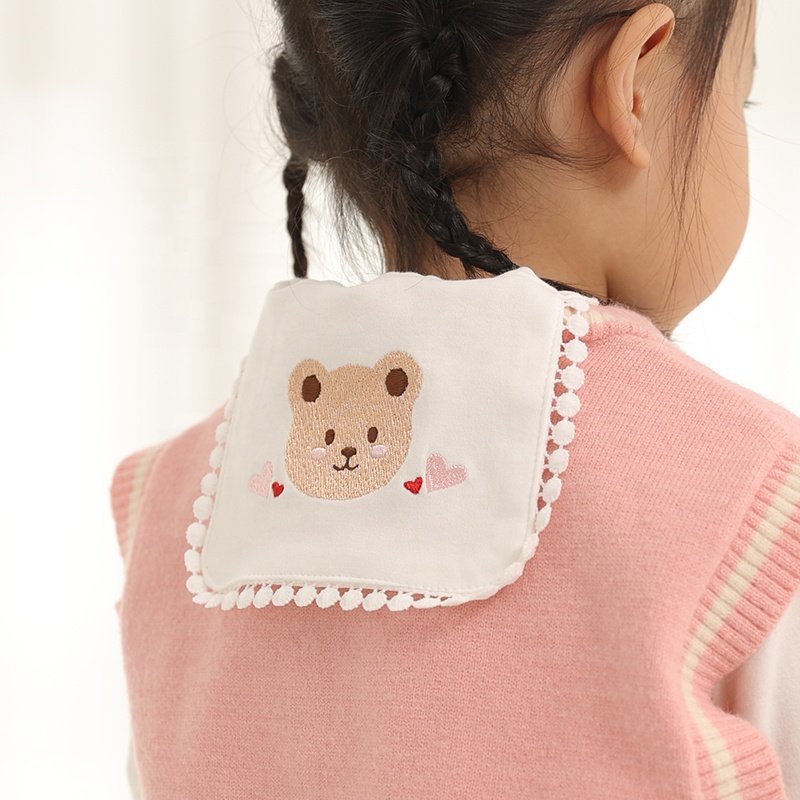 Cartoon baby sweat-absorbent towel children's cotton kindergarten boys and girls embroidery pad back baby items sweat towel