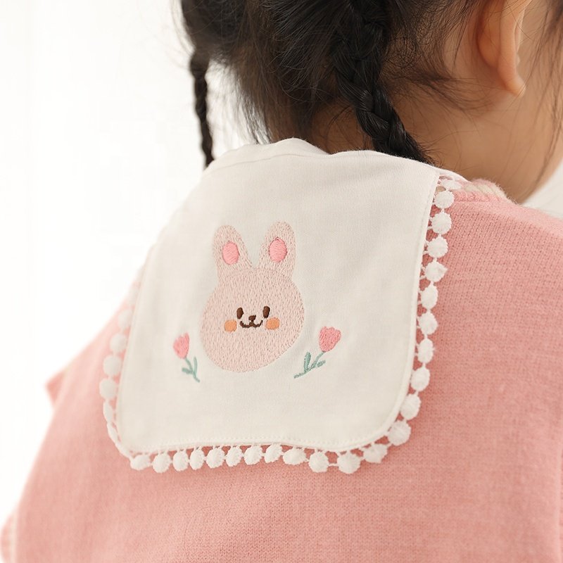 Cartoon baby sweat-absorbent towel children's cotton kindergarten boys and girls embroidery pad back baby items sweat towel