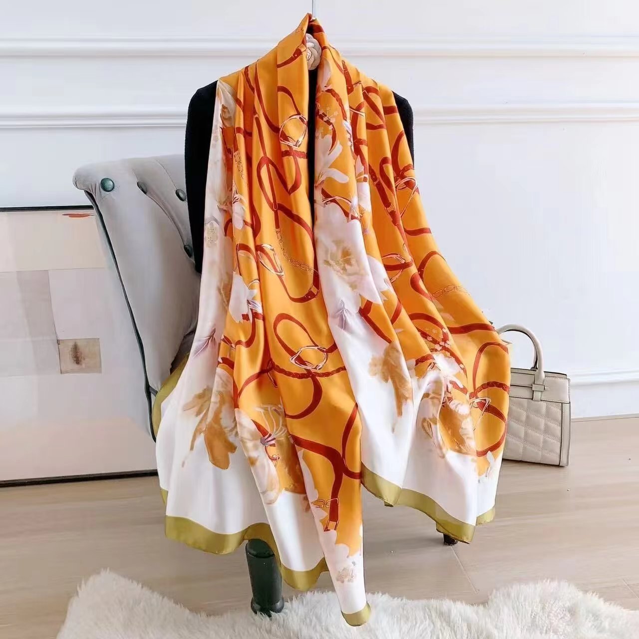 Wholesale Twill Silk Neck Scarf Women Hijab High Quality Printed Scarves Shawls Fashion Foulard Handkerchief Square Scarf