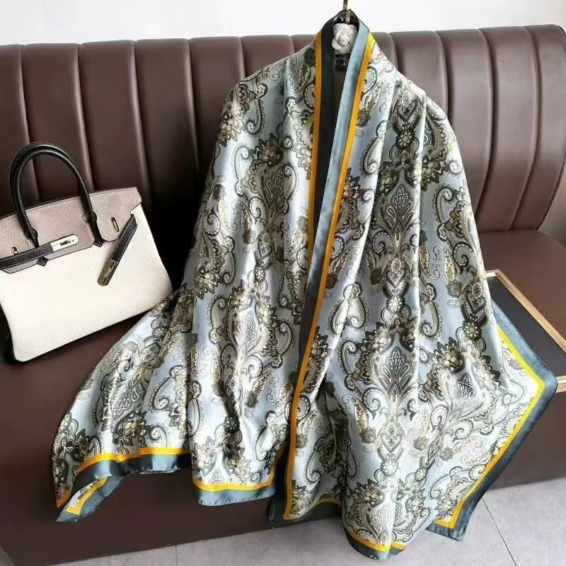 Wholesale Twill Silk Neck Scarf Women Hijab High Quality Printed Scarves Shawls Fashion Foulard Handkerchief Square Scarf