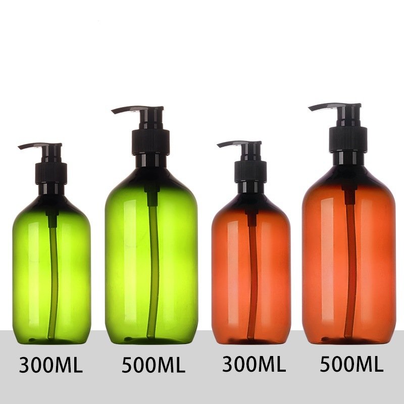 Customized Shampoo Bottle 300/600ml New PET Round Lotion Pump Shampoo Bottle Shower Gel Bottles Packaging