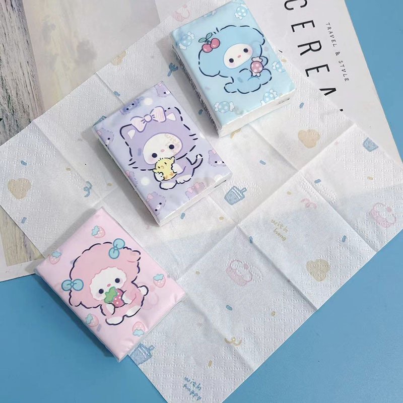 FSC Mini Facial Tissues Cat Printed Pocket Tissues 9 Pcs Pack Cute Cat Paper Handkerchief Cleansing Tissue