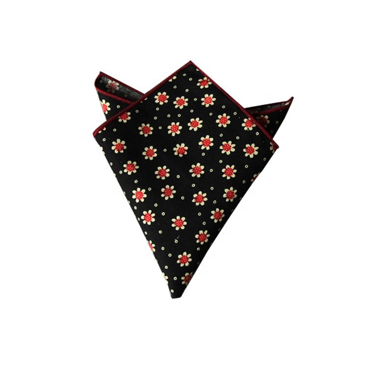 Original Vintage Floral Handkerchief Square Pocket Towel in Embroidered Cotton Silk Jacquard Style for Babies and Christmas