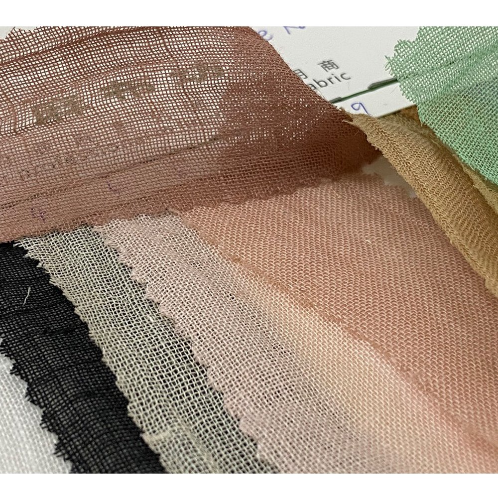 new plain dyed Chinese linen ramie washed for summer garment Ramie wrinkle dress woven fabric thinner hemp 108gsm weight
