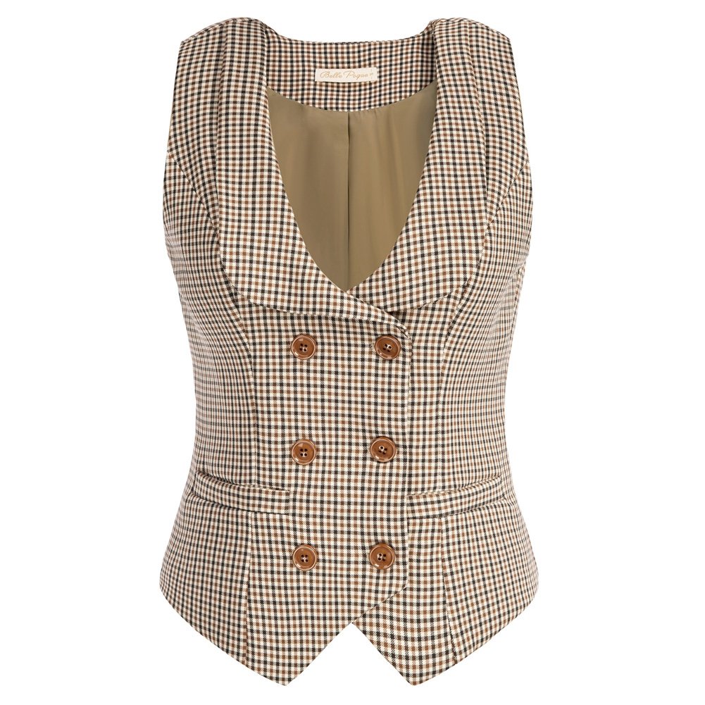OEM Vintage Double Breasted Deep V-Neck Handkerchief Hem Women'S Clothing Waistcoat Vest Coat
