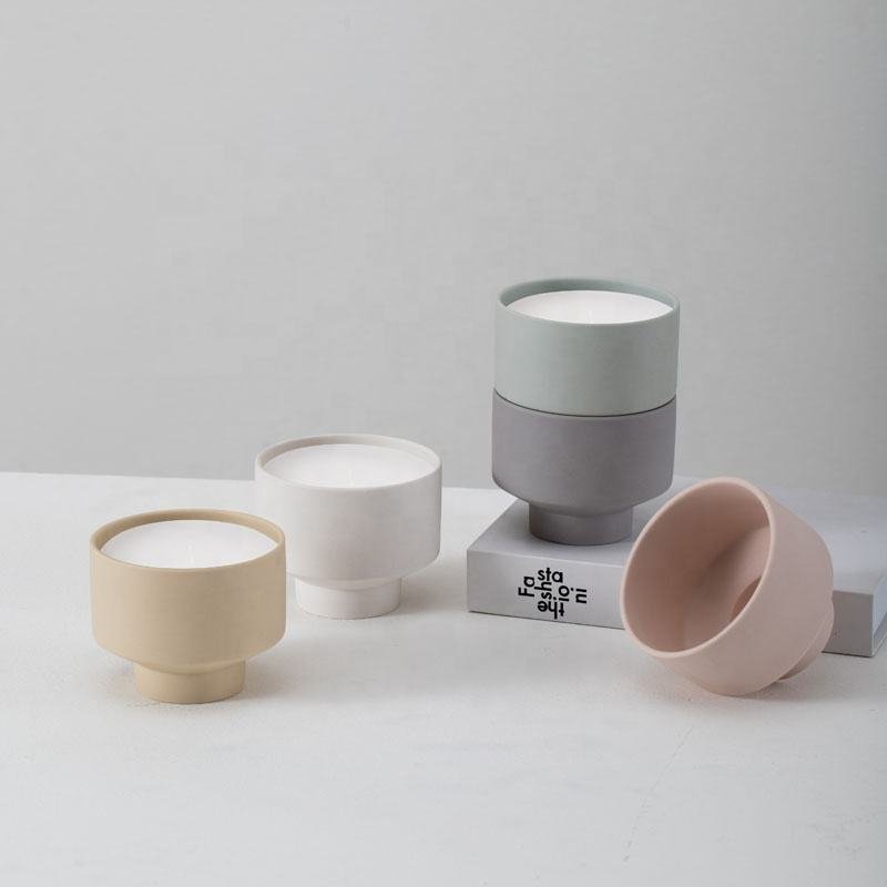 Home Decor Candle Jars Wholesale Nordic Eco-friendly Ceramic Candle Container Round Table Beautiful Matte Candle Holder