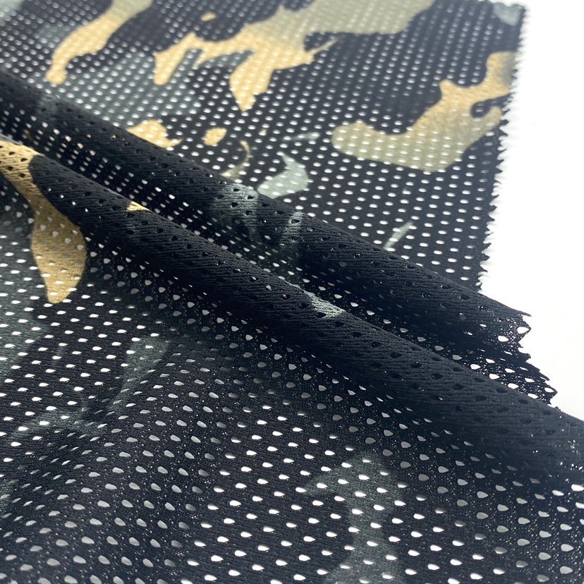 100% polyester camo black mesh fabric for outdoor multi-environment concealment solution hunting camouflage clothing