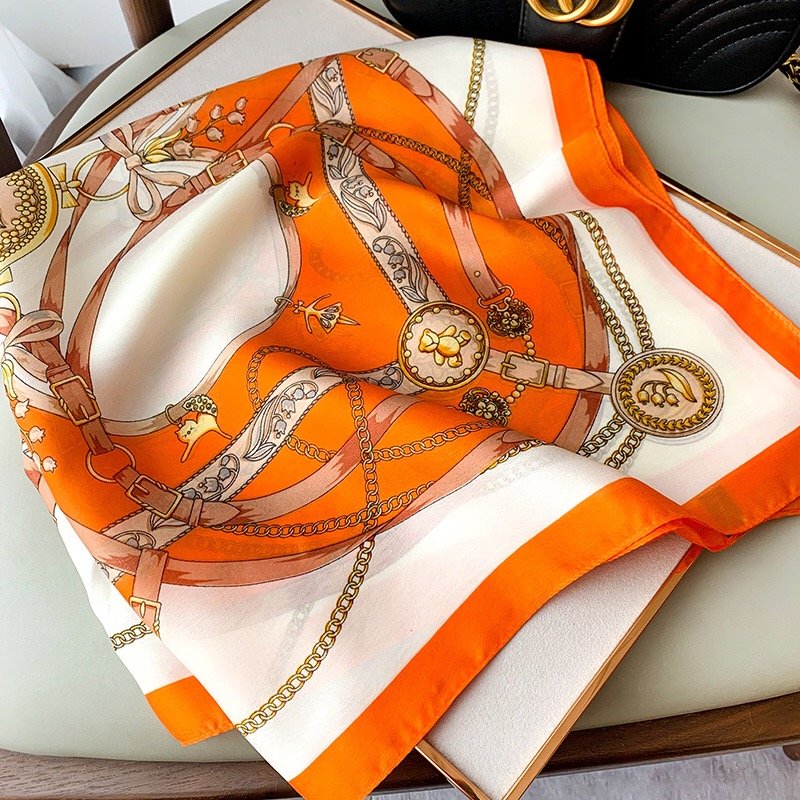 70*70cm Custom Silk Satin Hair Scarf Women Handkerchief Printed Female Square Head Bandana Small Neck muffler hijab lady girl