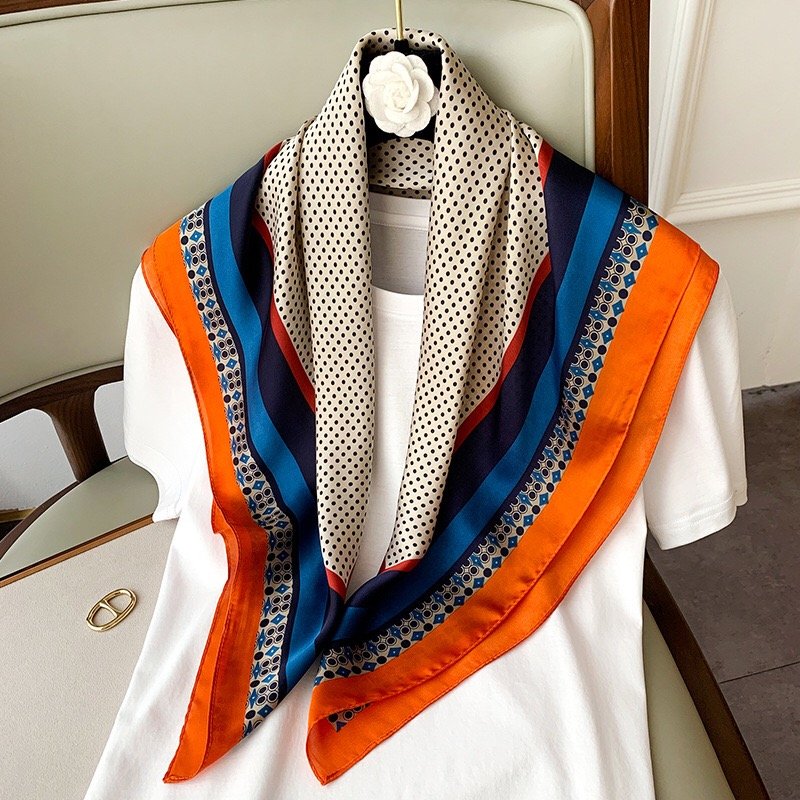 70*70cm Custom Silk Satin Hair Scarf Women Handkerchief Printed Female Square Head Bandana Small Neck muffler hijab lady girl