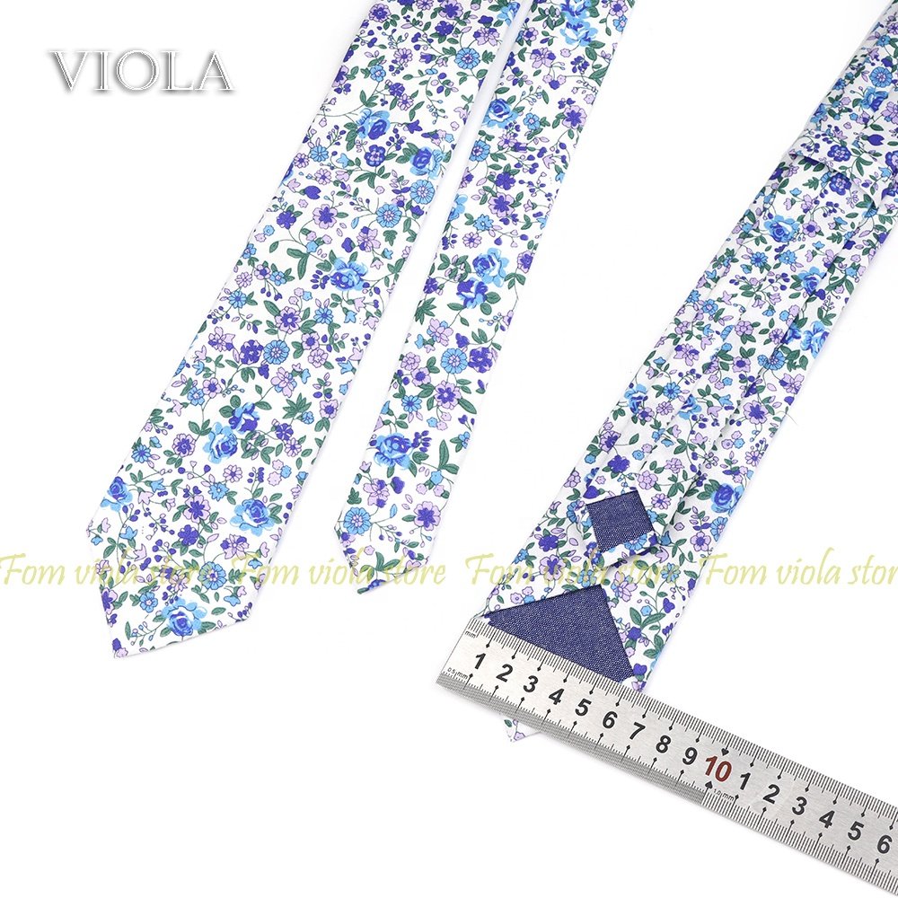 22 Colors New 100% Cotton Floral 6.5cm Tie Hanky Set Pink Dusty Blue Young Men Wedding Party Casual Suit Cravat Gift Accessory