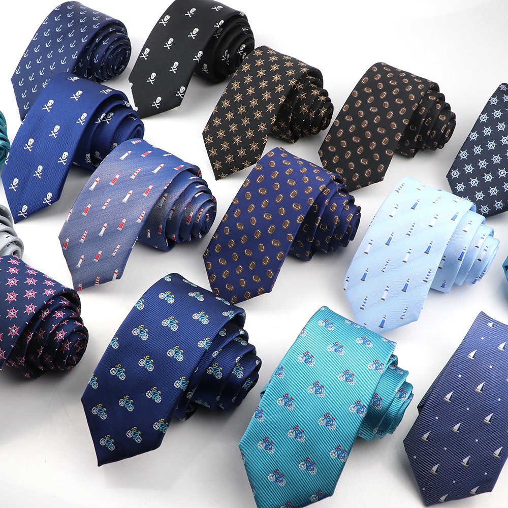 New Hot Cute Cartoon Bicycle Skull head 6.5cm Polyester Necktie Men Casual Tie Suit Cravat Gift Accessory