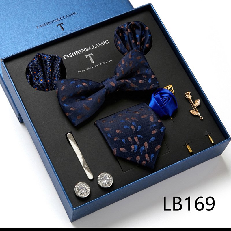 8pcs/set Silk Tie Necktie Set Men's Vintage Paisley Floral Formal Cravat Ascot Tie Gentleman Wedding Party Gift