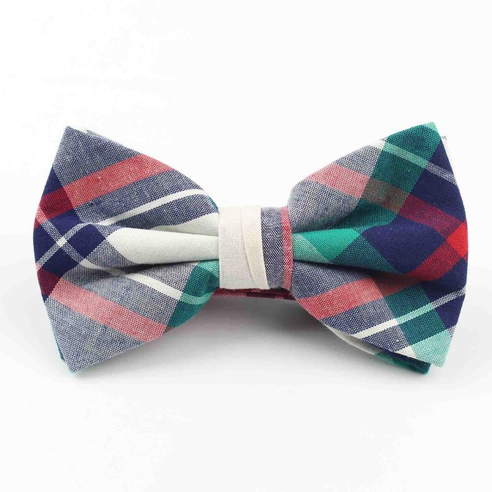 Dark Color Cotton Bowtie Wedding Gentlemen Business Bow Tie England Streak Plaid Striped Neck Ties Women Skinny Gravatas Cravat