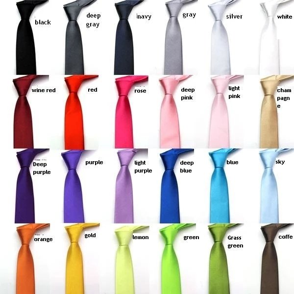 Solid Color Necktie Polyester Narrow Cravat 5cm width 35 colors Royal Blue Gold Party Formal Ties for Men