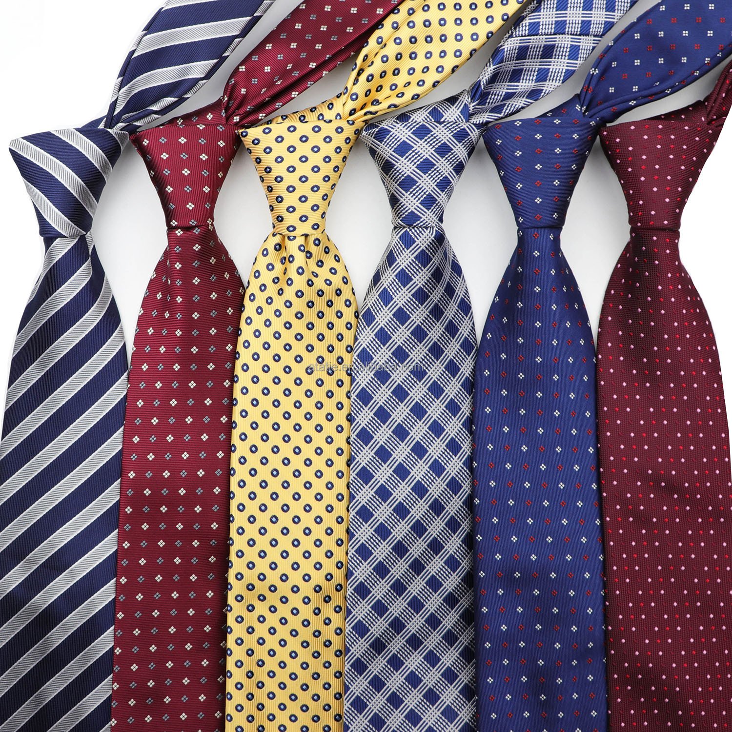 Fashion Men's Business Tie Classic 8CM Stripe Plaid Polyester Jacquard Necktie Red Blue Black High Quality Daily Wear Cravat